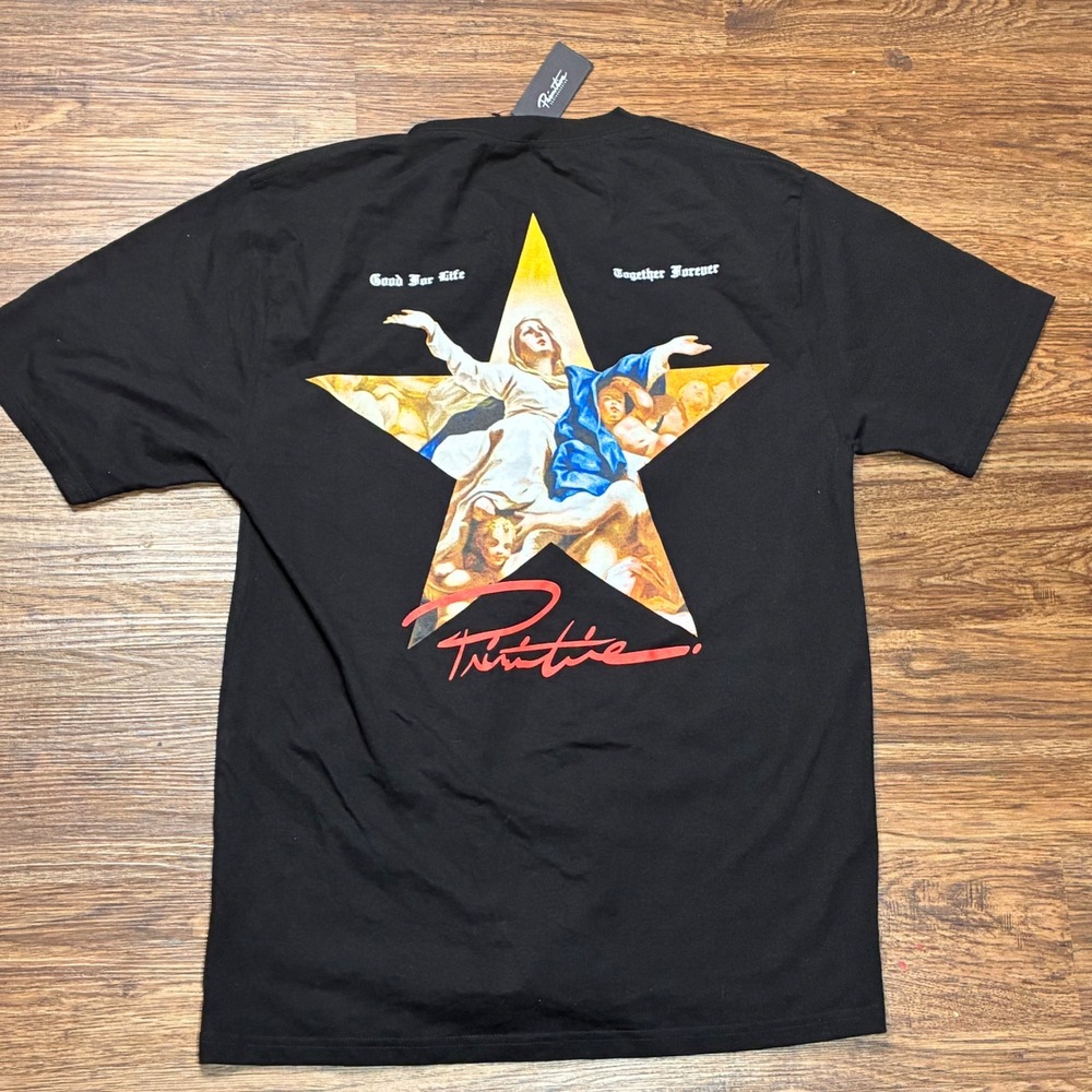 Primitive Open Arms Tee Men's Large Black NWT Religious Star Graphic Skate Shirt